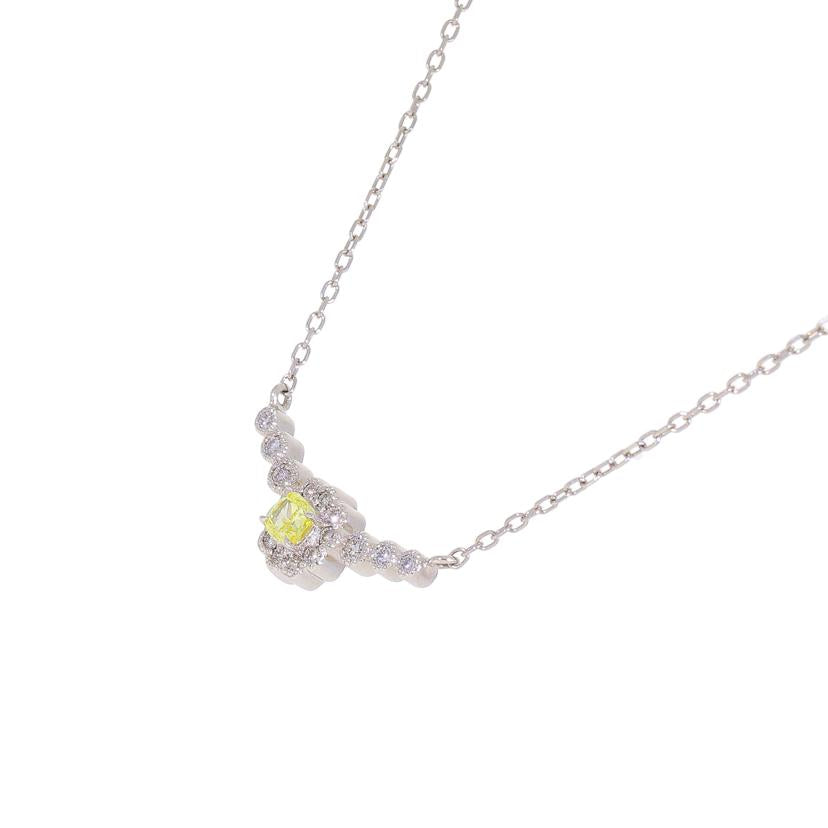 /◎Pt950/850イエローダイヤネックレス0.160/0.15ct//Aランク/59
