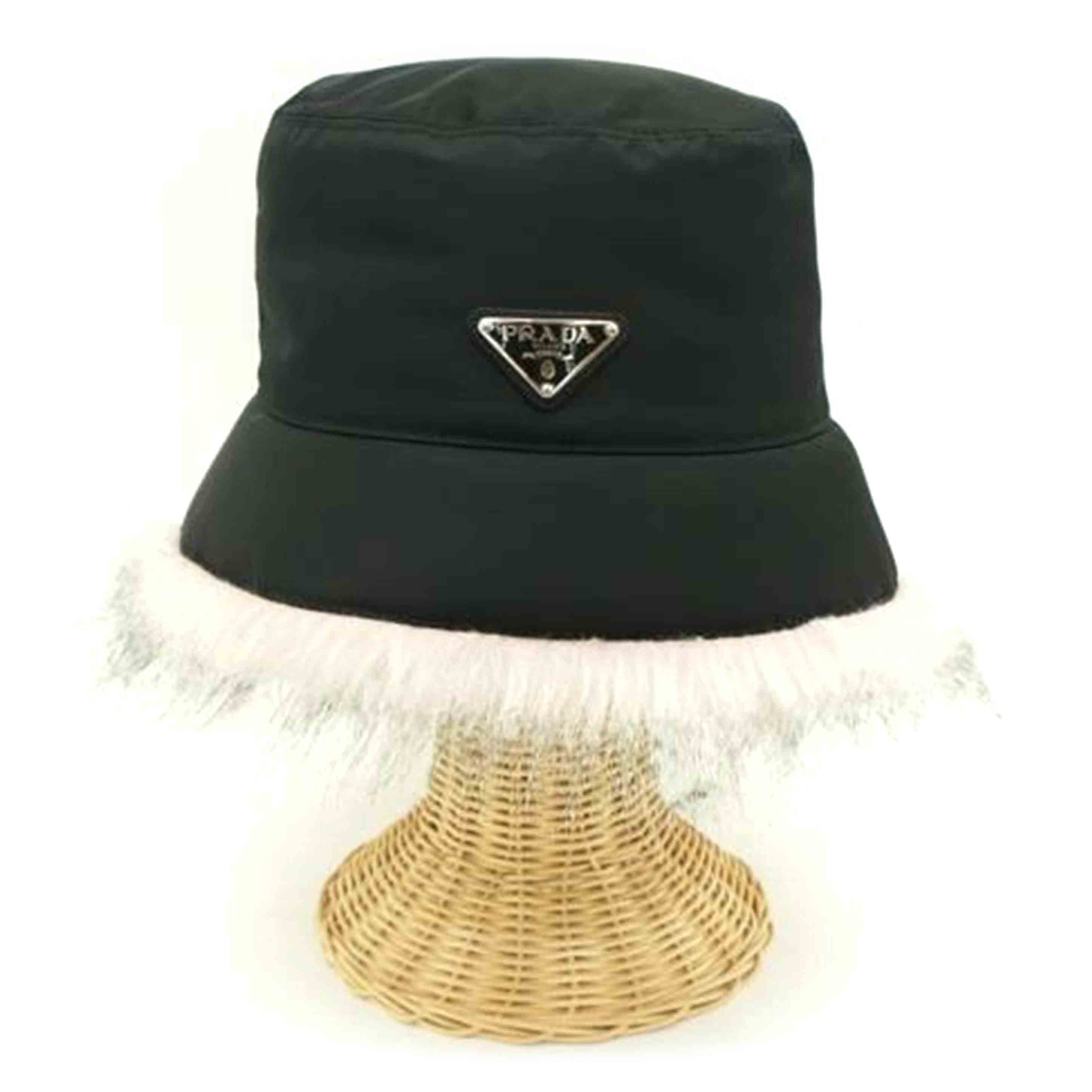 PRADA/25 プラダ/PRADA/ファー付ナイロンバゲットハット/M/1HC137//Sランク/75