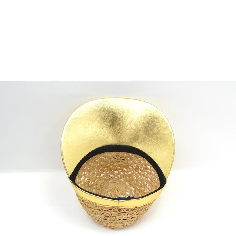 PRADA/25 プラダ/プラダ/ラフィア×ナッパレザーバイザーハット/S/1HC225//Sランク/75