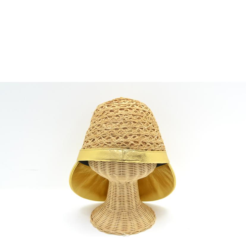 PRADA/25 プラダ/プラダ/ラフィア×ナッパレザーバイザーハット/M/1HC225//Sランク/75