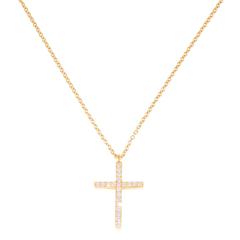 TIFFANY&Co. ティファニー/◎TIFFANY K18メトロクロスダイヤネックレス//Aランク/59