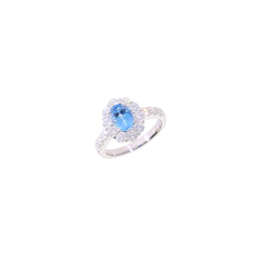 /◎ Pt900アクアマリンダイヤリング1.55/D1.77ct//Aランク/59