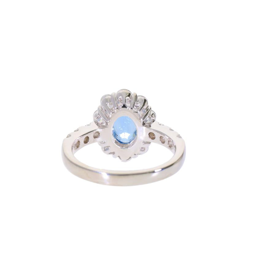 /◎ Pt900アクアマリンダイヤリング1.55/D1.77ct//Aランク/59