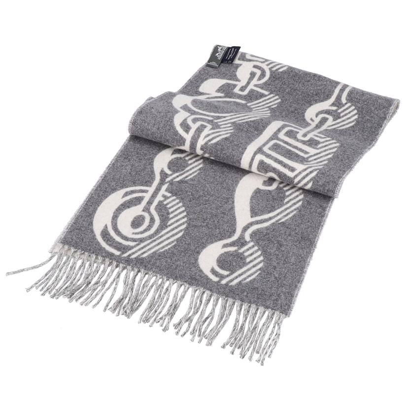 HERMES エルメス/ドレ・バックル マフラー/カシミヤ/グレー//SAランク/75