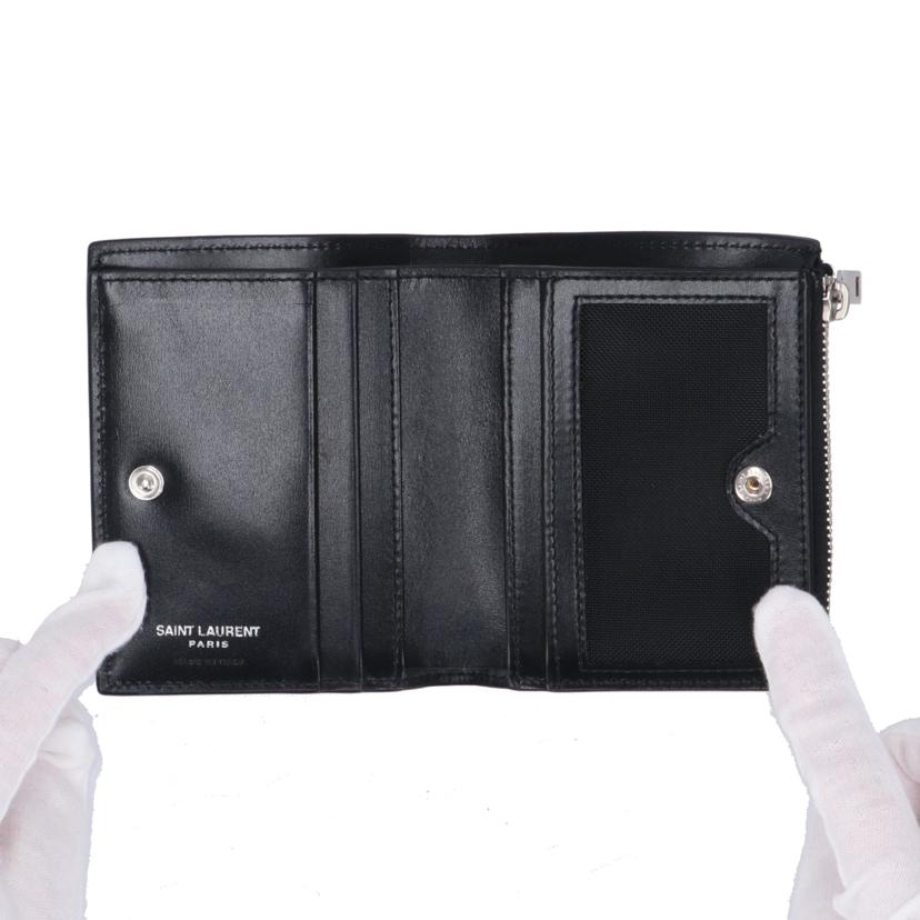 YSL イヴサンローラン/YSLロゴ レザー二つ折り財布/575726//Aランク/70
