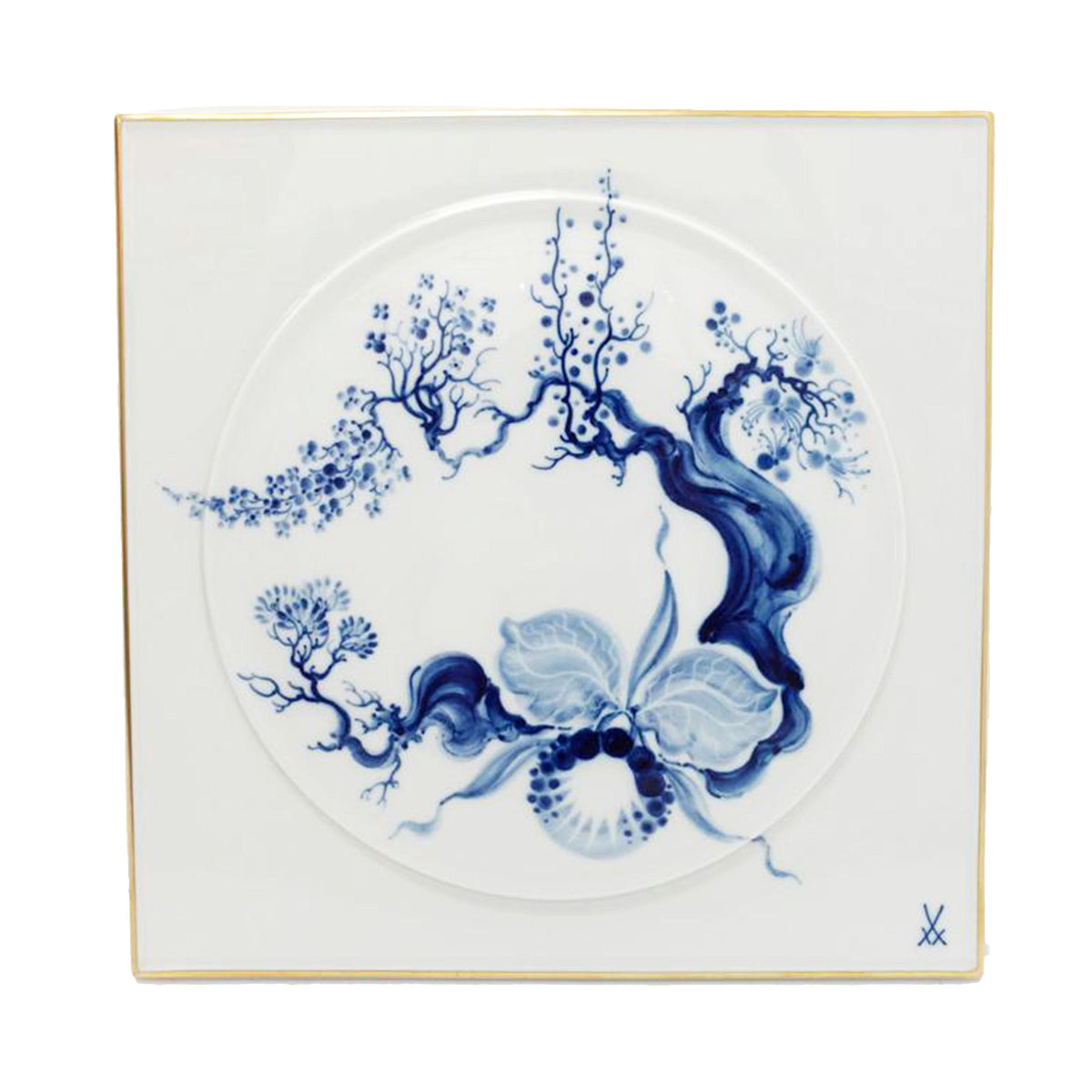 Meissen マイセン/陶板画25×25/ブルーオーキッド//Aランク/88