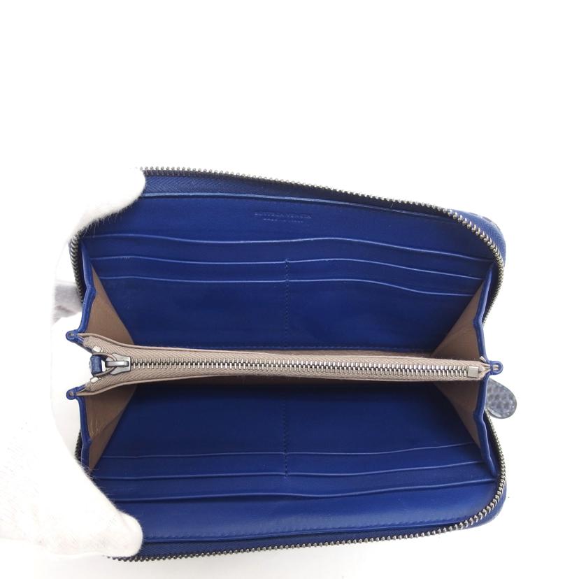 BOTTEGA VENETA ボッテガヴェネタ/イントレチャート/ラウンドファスナー長財布/パイソン/ブルー//B07*******/ABランク/04