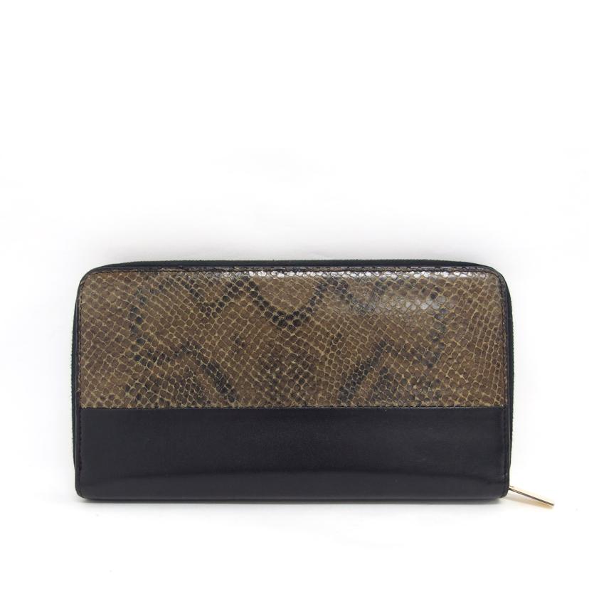 CELINE セリーヌ/バイカラーラウンドファスナー長財布/パイソン×ブラック//F-T******/Bランク/04