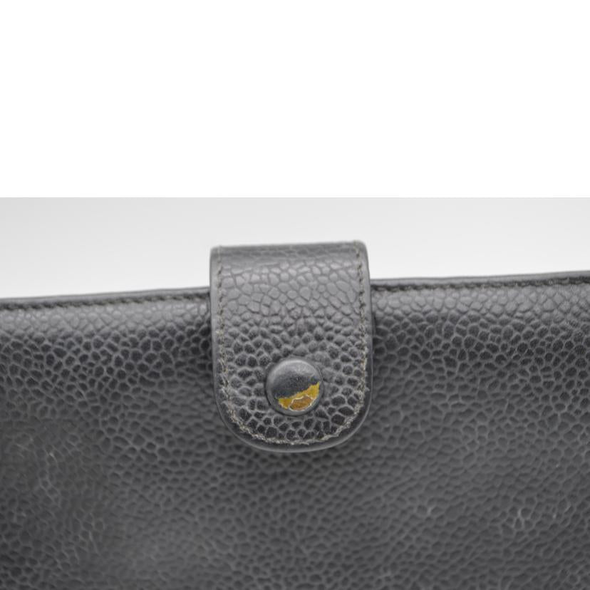 CHANEL シャネル/キャビアスキンココマークガマ口レザー長財布/A01429//303****/Bランク/89