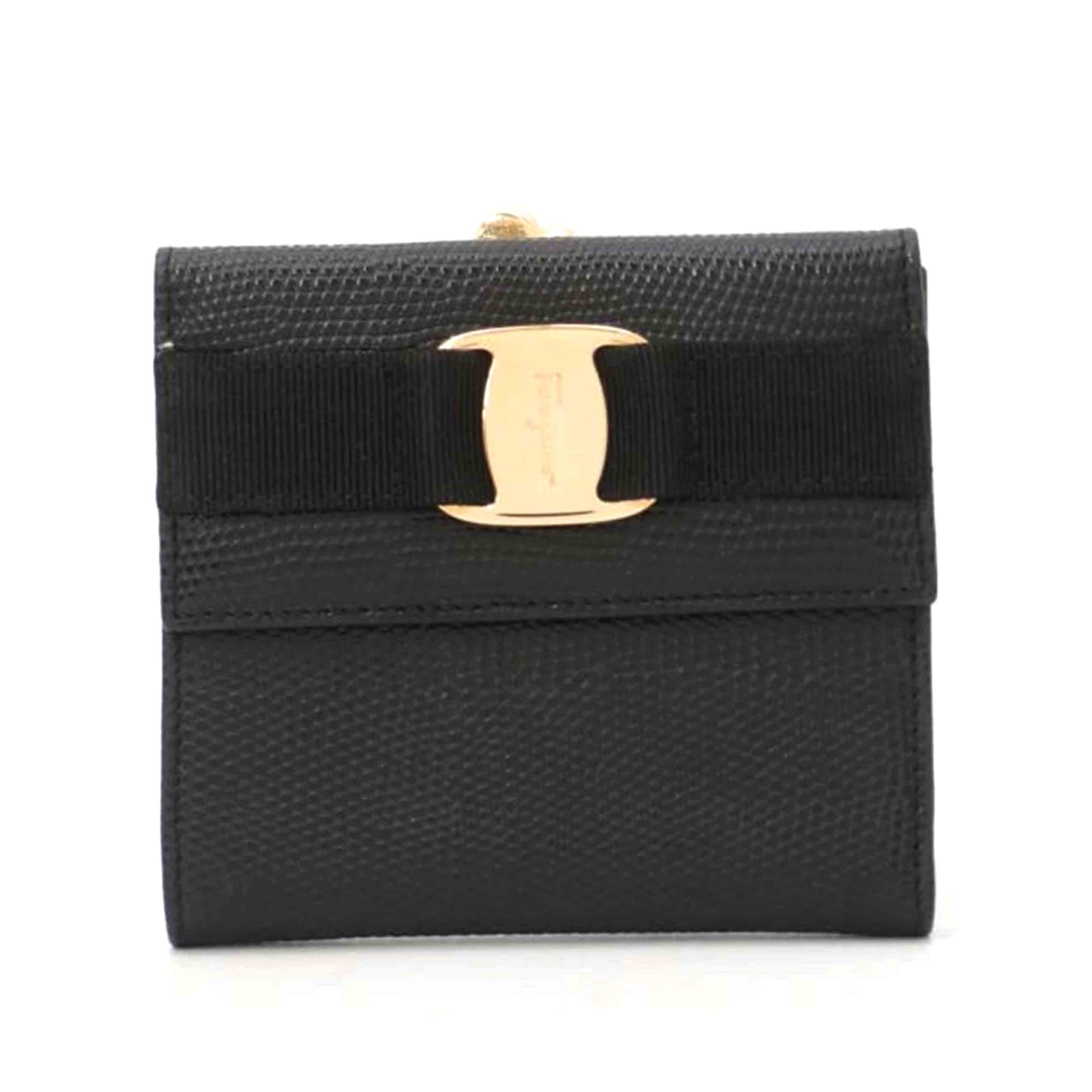 Ferragamo フェラガモ/ヴァラがま口財布/ブラック/22 3058//Aランク/69