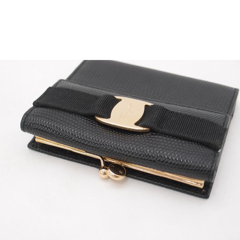 Ferragamo フェラガモ/ヴァラがま口財布/ブラック/22 3058//Aランク/69