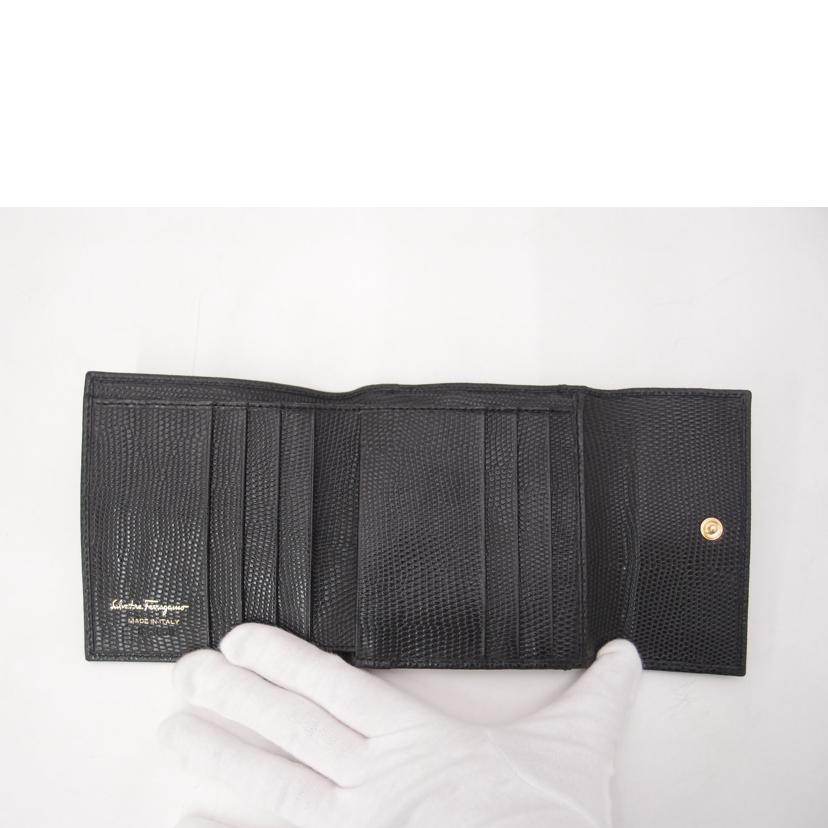 Ferragamo フェラガモ/ヴァラがま口財布/ブラック/22 3058//Aランク/69