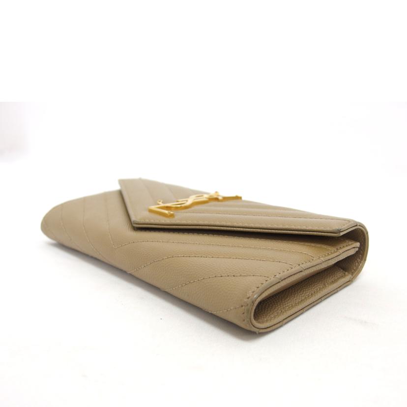 SAINT LAURENT サンローラン/YSLロゴ/二つ折り長財布/キャメル系/372264//111*/ABランク/04