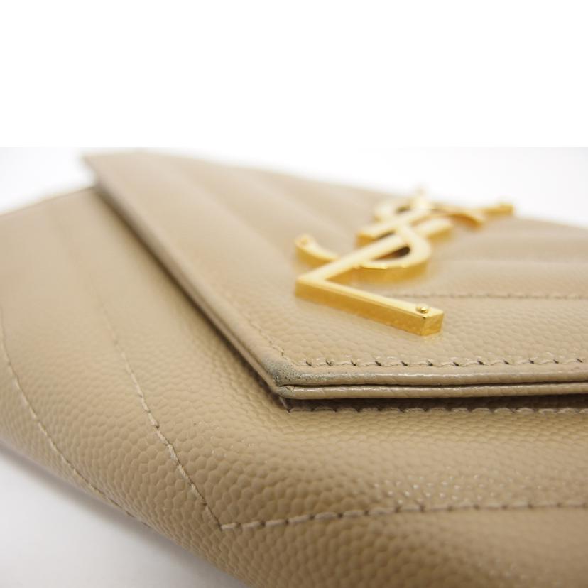 SAINT LAURENT サンローラン/YSLロゴ/二つ折り長財布/キャメル系/372264//111*/ABランク/04