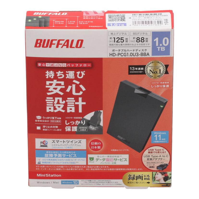 BUFFALO バッファロー /ポータブルHDD 1.0TB/MiniStation 未使用/HD-PCG1.0U3-BBA//40476450301680/Sランク/75