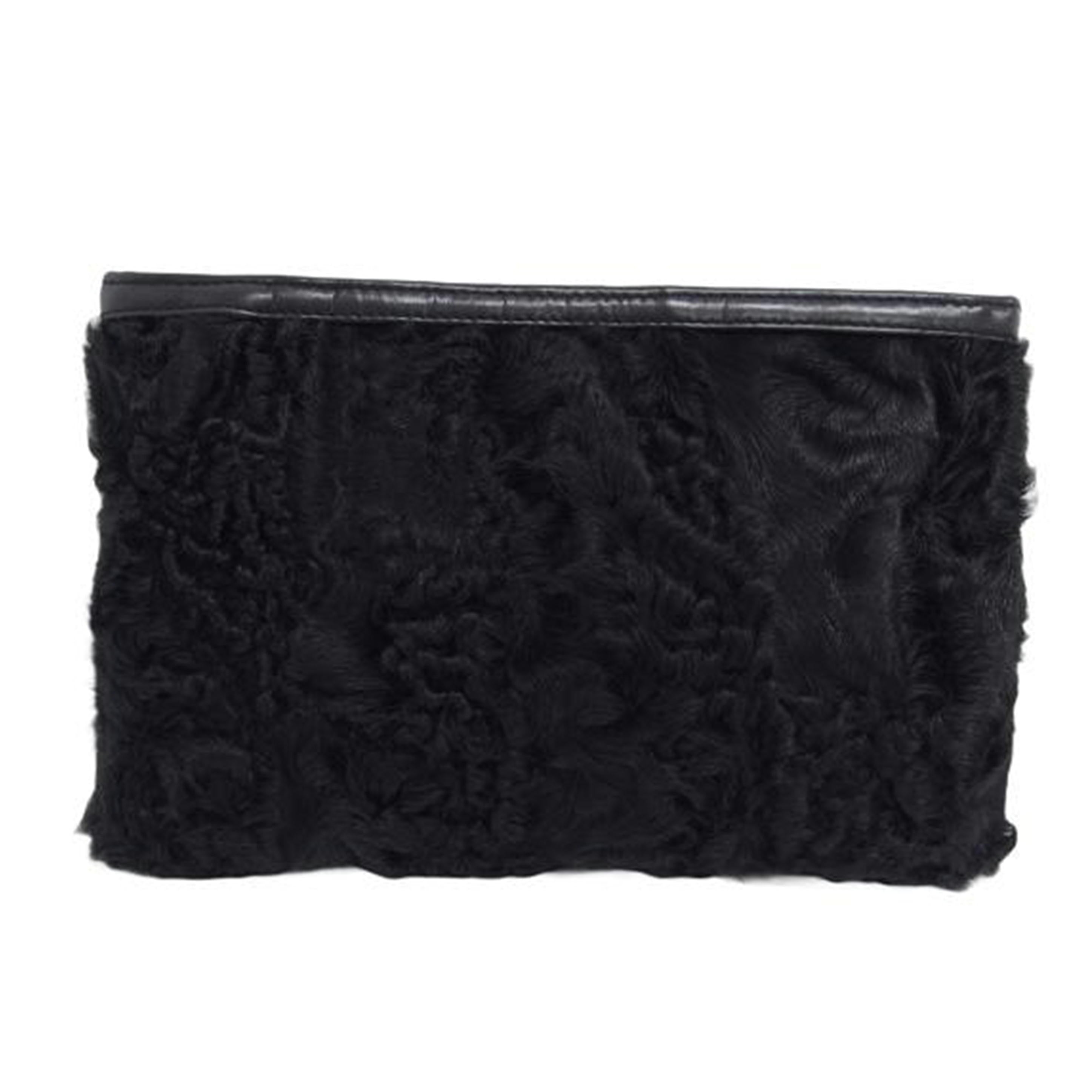 LOEWE ロエベ/ファー・ラムレザーポーチ/ブラック//Aランク/04