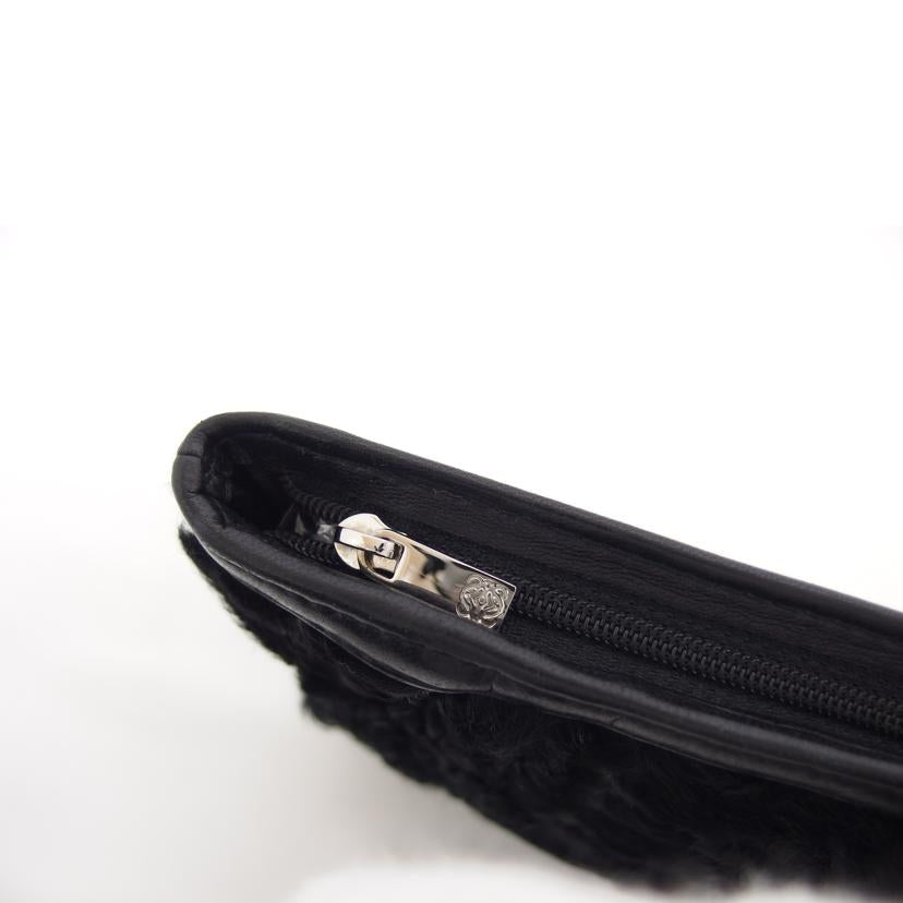 LOEWE ロエベ/ファー・ラムレザーポーチ/ブラック//Aランク/04