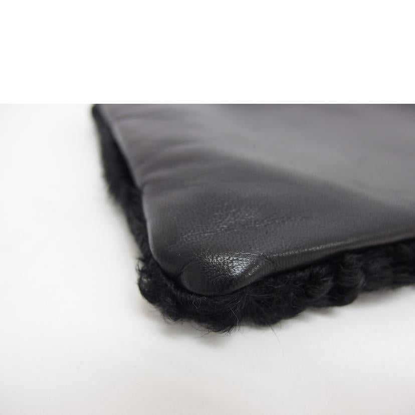 LOEWE ロエベ/ファー・ラムレザーポーチ/ブラック//Aランク/04