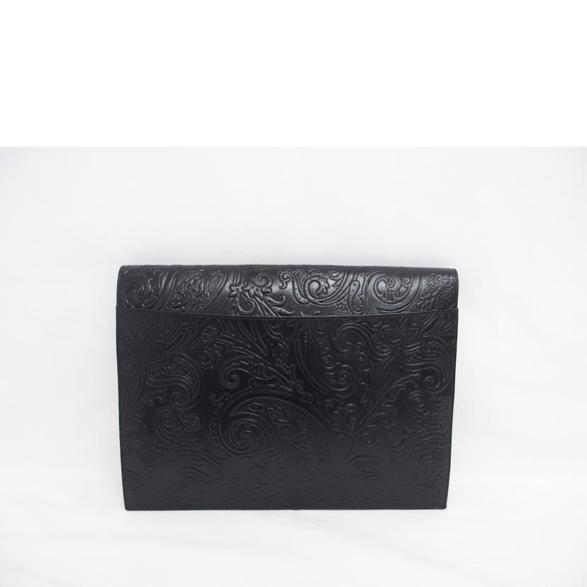 ETRO エトロ/ペイズリー型押し/レザークラッチバッグ/ブラック/1F941//256*/ABランク/04