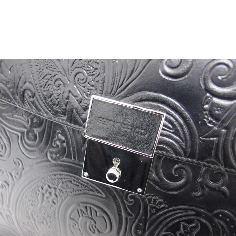 ETRO エトロ/ペイズリー型押し/レザークラッチバッグ/ブラック/1F941//256*/ABランク/04