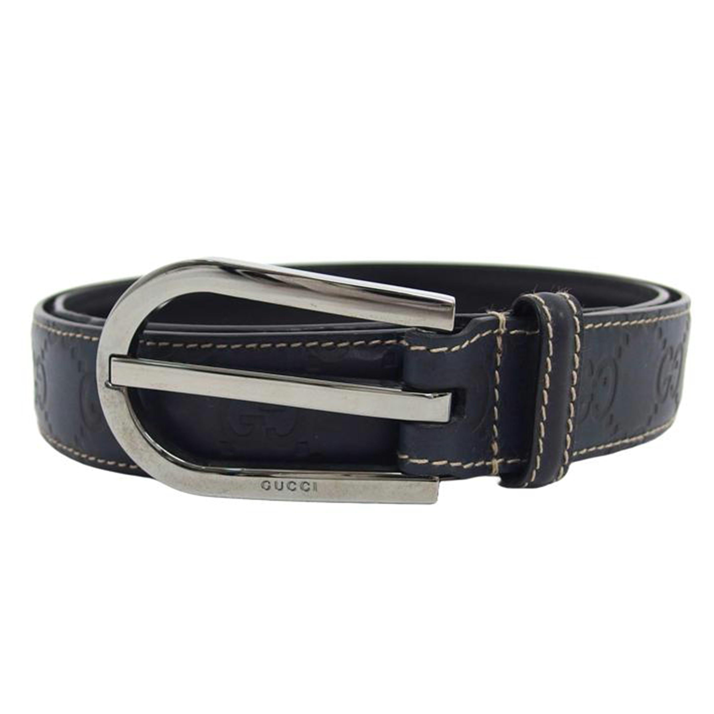 GUCCI グッチ/GG/レザーベルト/ネイビー/154649//176*******/ABランク/04