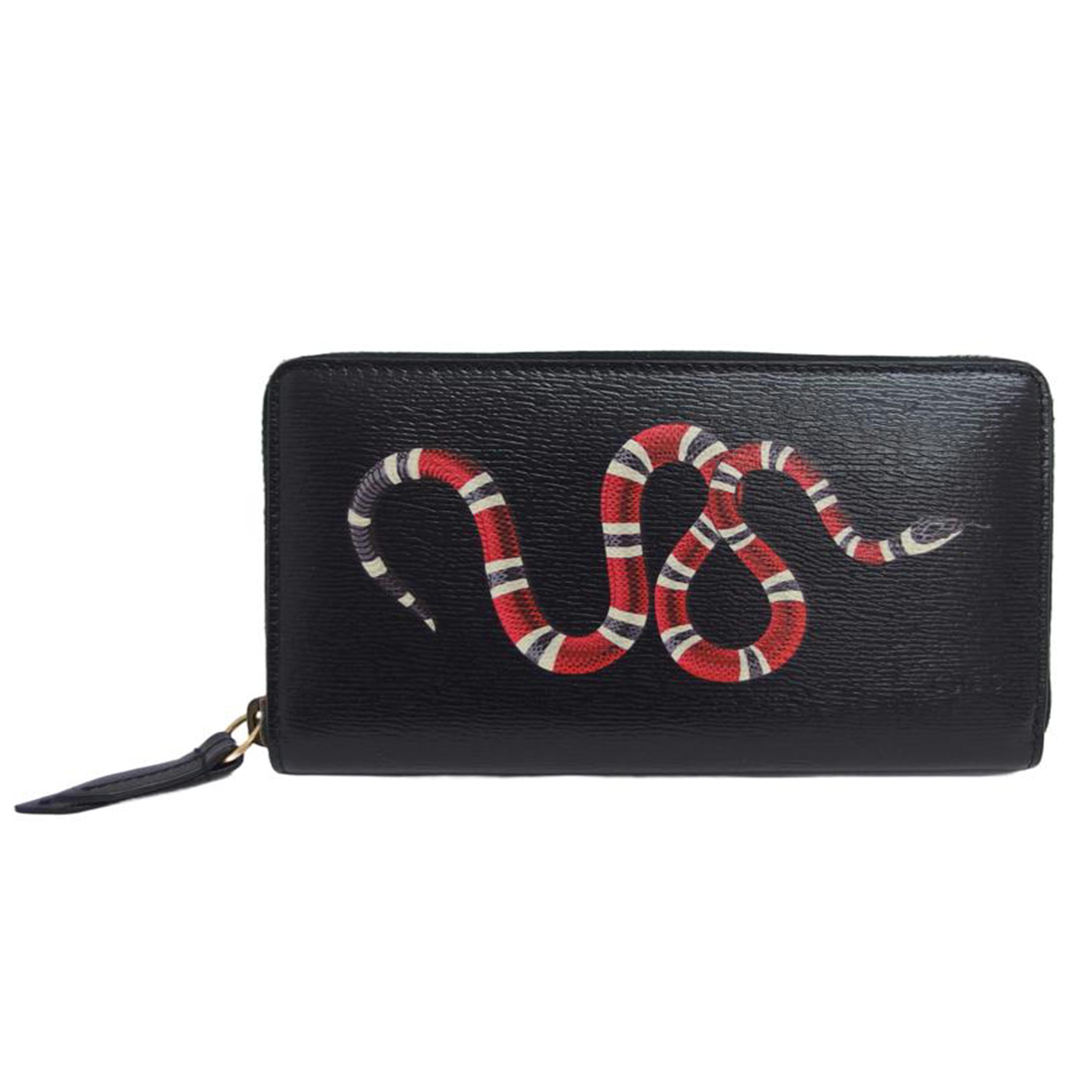 GUCCI グッチ/キングスネーク/ラウンドファスナー長財布/ブラック/451273//277*/Aランク/04