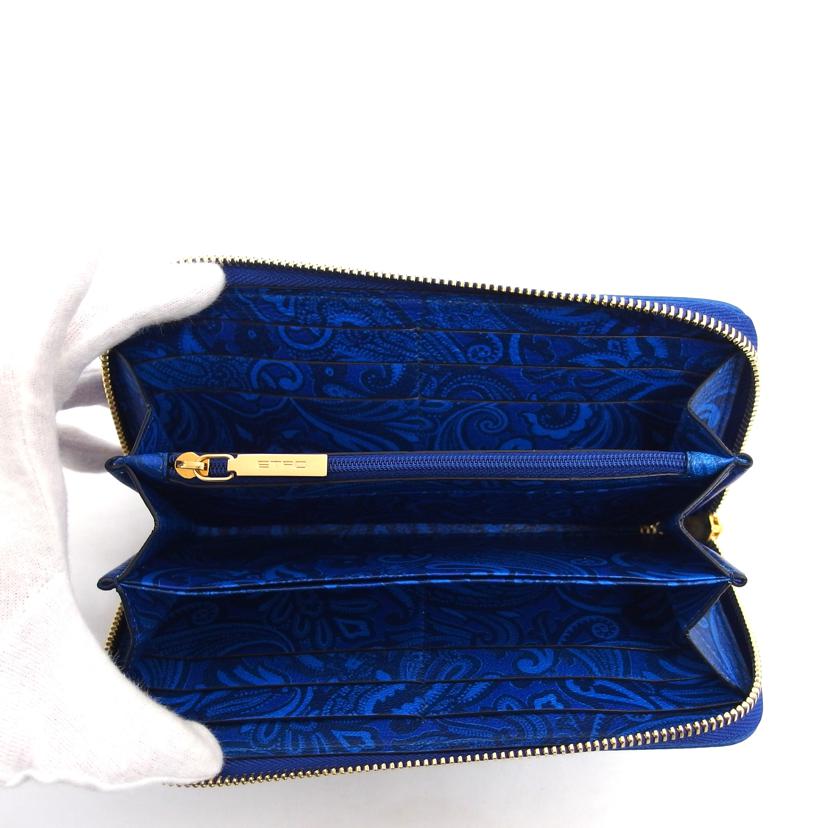 ETRO エトロ/レザーラウンドファスナー長財布/ブルー/ペイズリー//Aランク/04