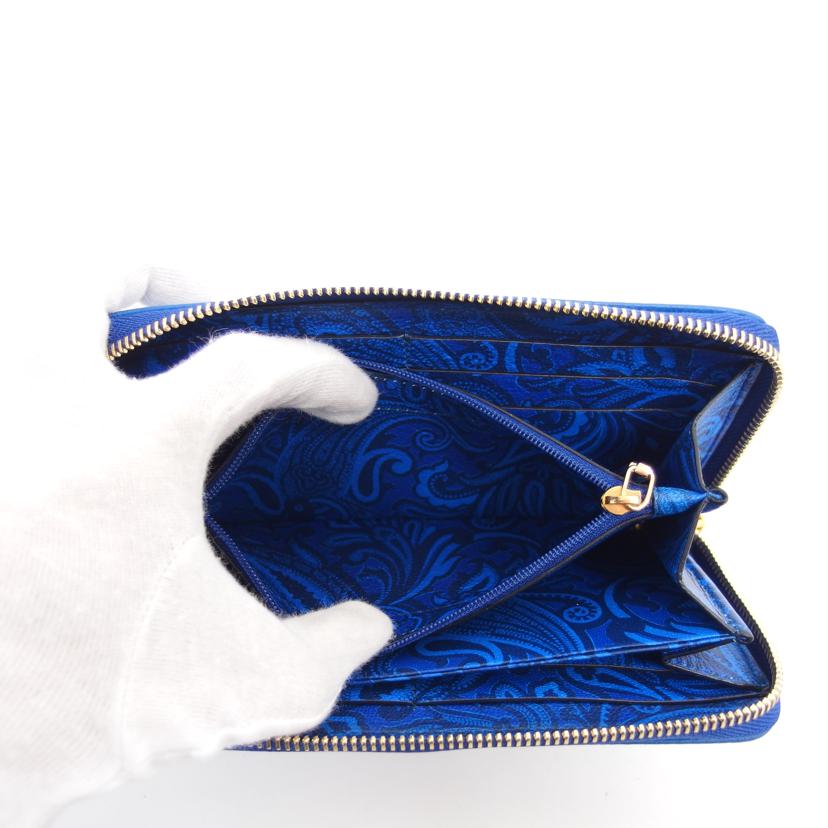 ETRO エトロ/レザーラウンドファスナー長財布/ブルー/ペイズリー//Aランク/04