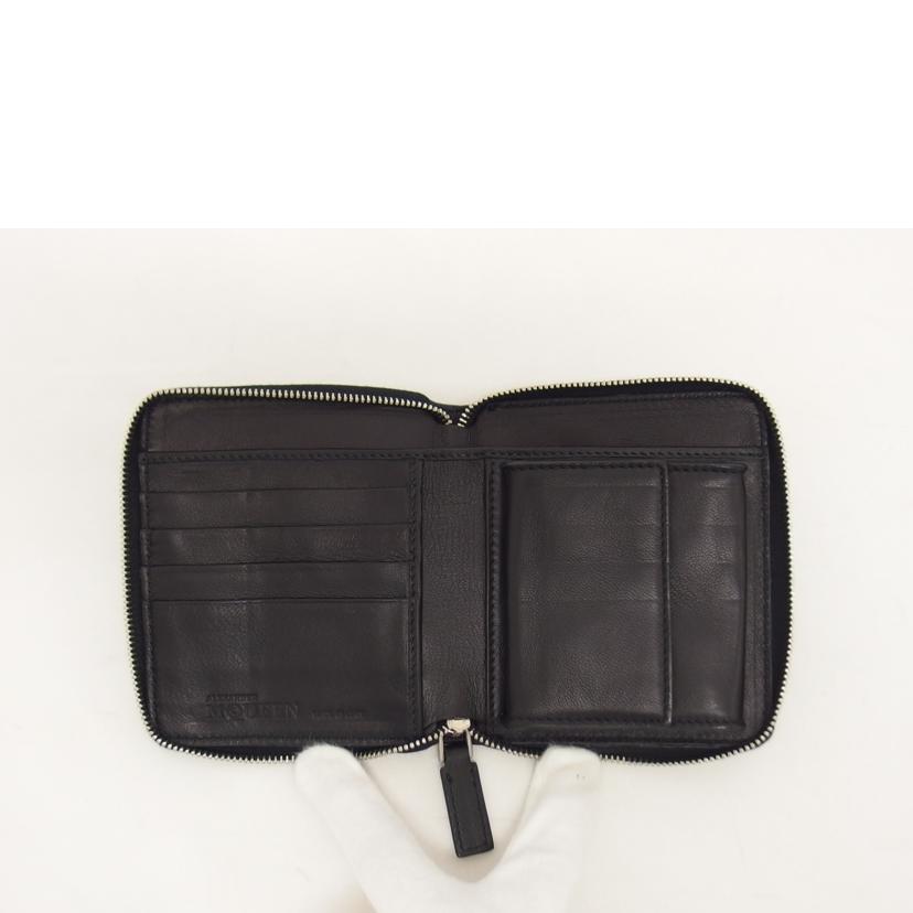 ALEXANDER McQUEEN アレキサンダーマクイーン/ラウンドファスナー/コンパクトウォレット/ブラック//338822・486430/ABランク/04
