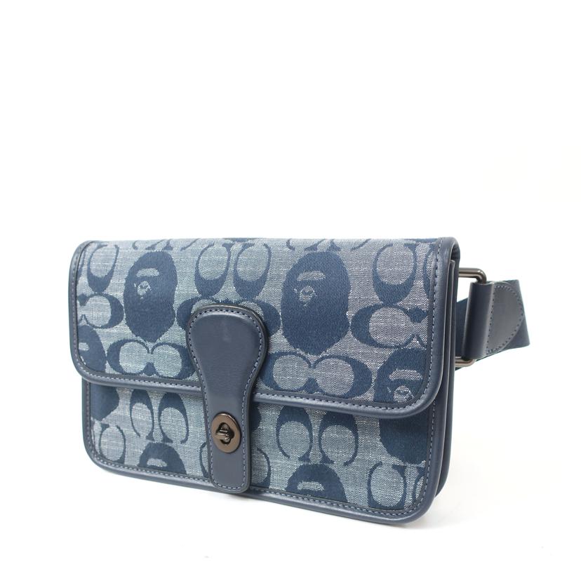 COACH×APE コーチ×エイプ/ボディーウエスト バッグ ネイビー/C4512//Aランク/65