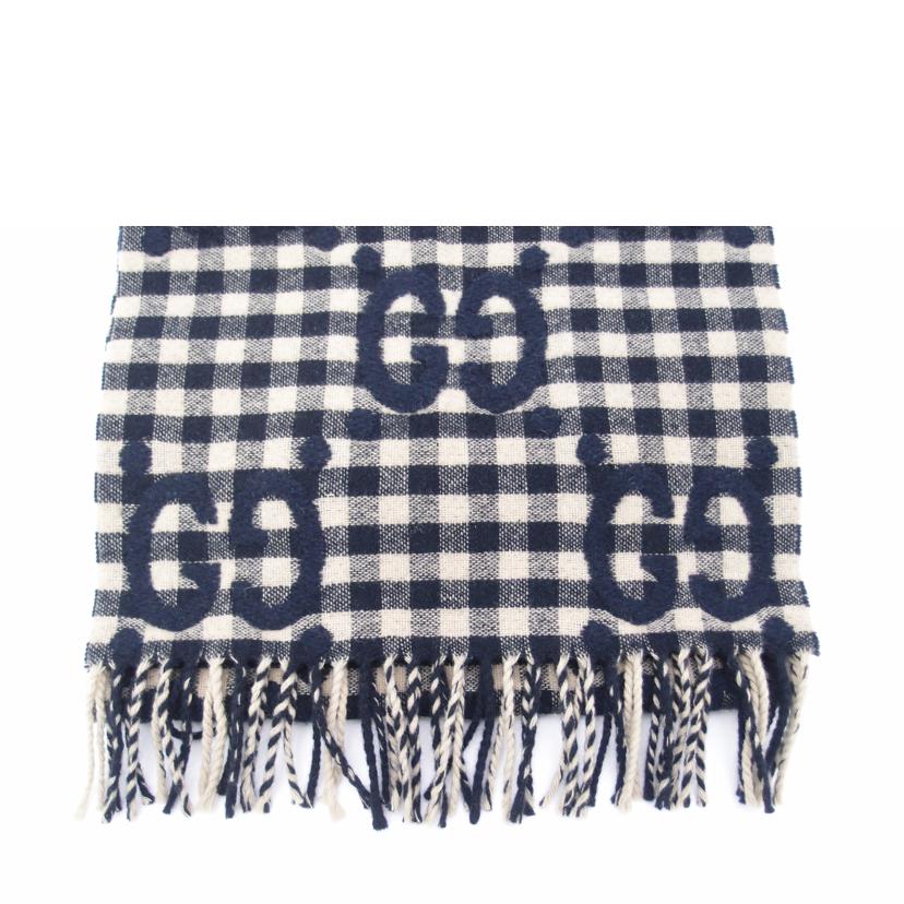 GUCCI グッチ/GGウールマフラー/ネイビー/644365//4G7**/Aランク/69
