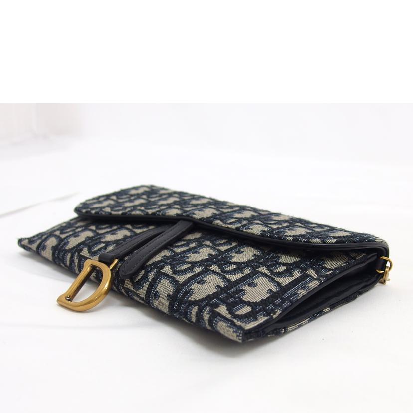 Dior ディオール/オーブリーク/サドルロングチェーンウォレット/ネイビー×グレー//43-*******/ABランク/04