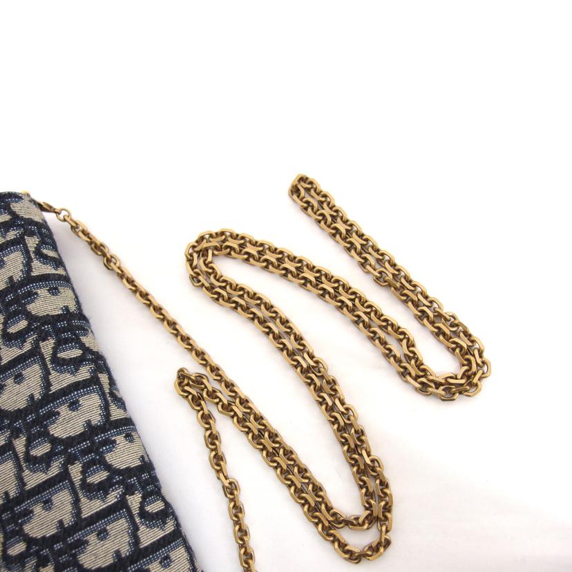 Dior ディオール/オーブリーク/サドルロングチェーンウォレット/ネイビー×グレー//43-*******/ABランク/04