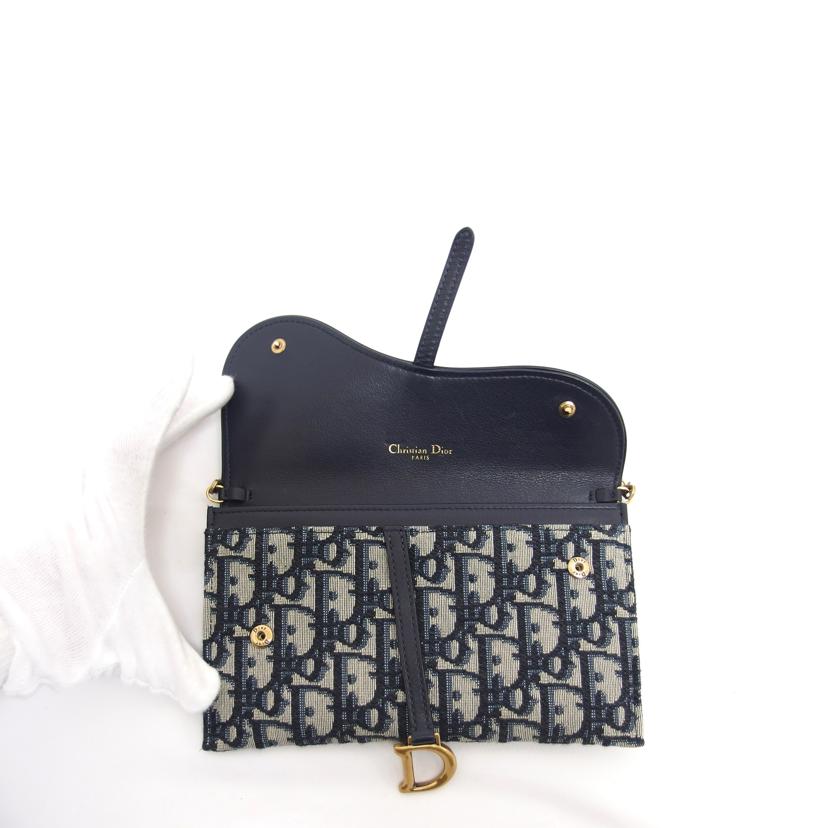 Dior ディオール/オーブリーク/サドルロングチェーンウォレット/ネイビー×グレー//43-*******/ABランク/04