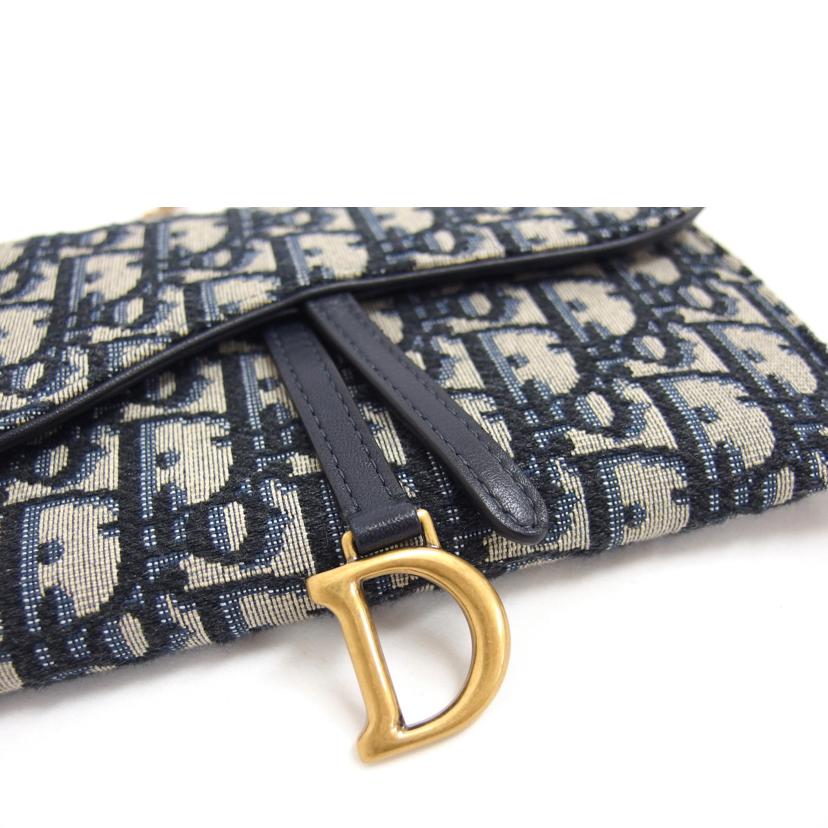 Dior ディオール/オーブリーク/サドルロングチェーンウォレット/ネイビー×グレー//43-*******/ABランク/04