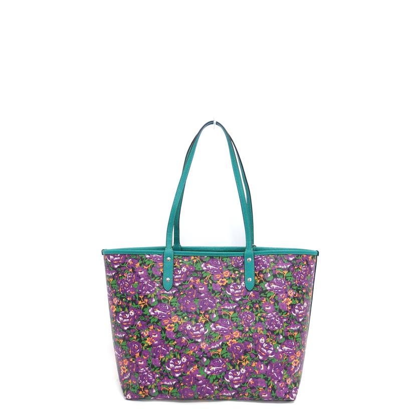 COACH コーチ/フローラル/リバーシブルトートバッグ/パープル×グリーン/F57667//L16**/Aランク/04