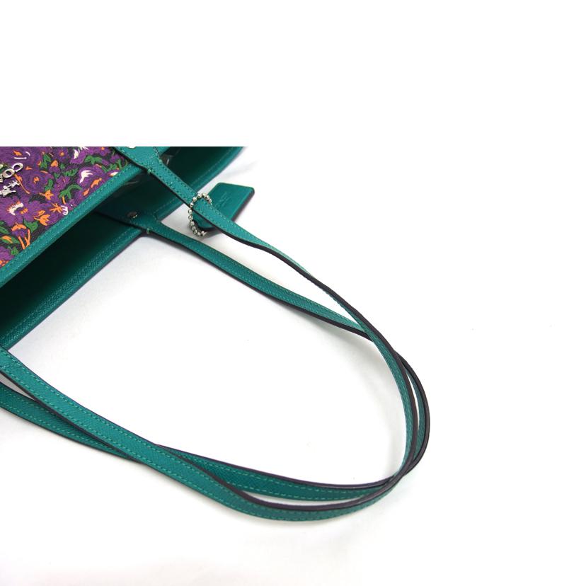 COACH コーチ/フローラル/リバーシブルトートバッグ/パープル×グリーン/F57667//L16**/Aランク/04