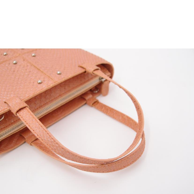 TODS トッズ/パイソン2wayトート/ピンク//Aランク/69