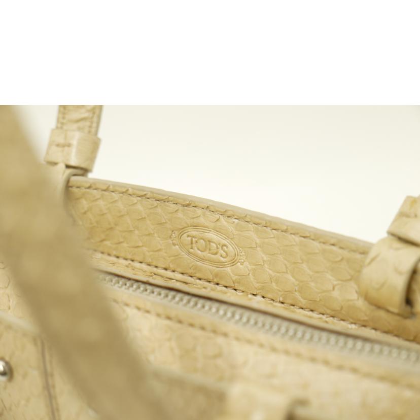 TODS/パイソン2wayトート/ベージュ//ABランク/69