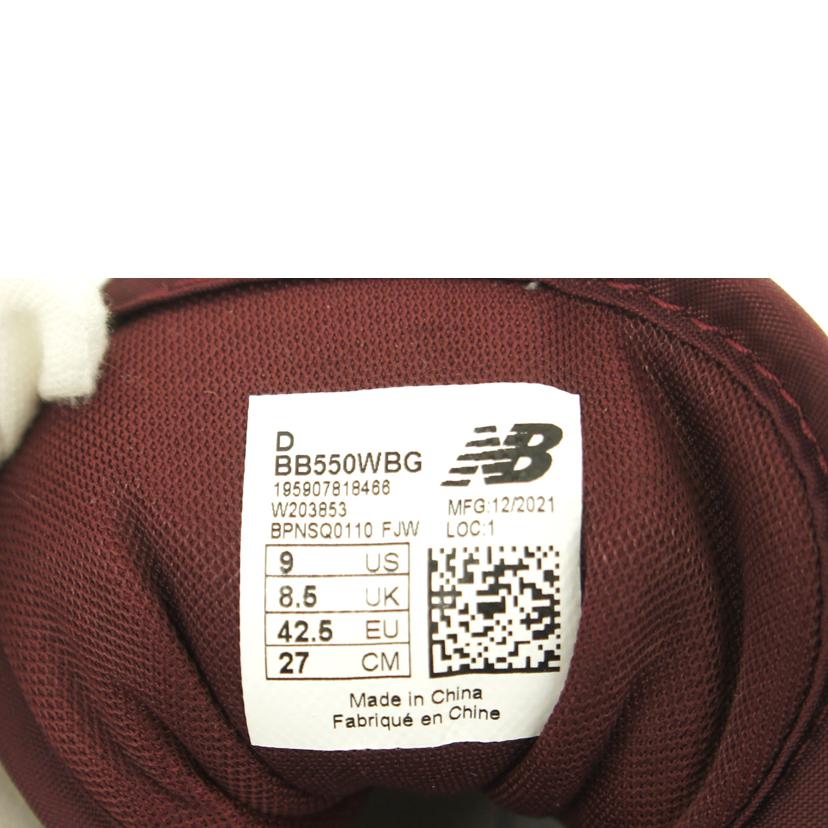 New balance ニューバランス/NBスニーカー ホワイト×バーガンディ/BB550WBG//SAランク/75