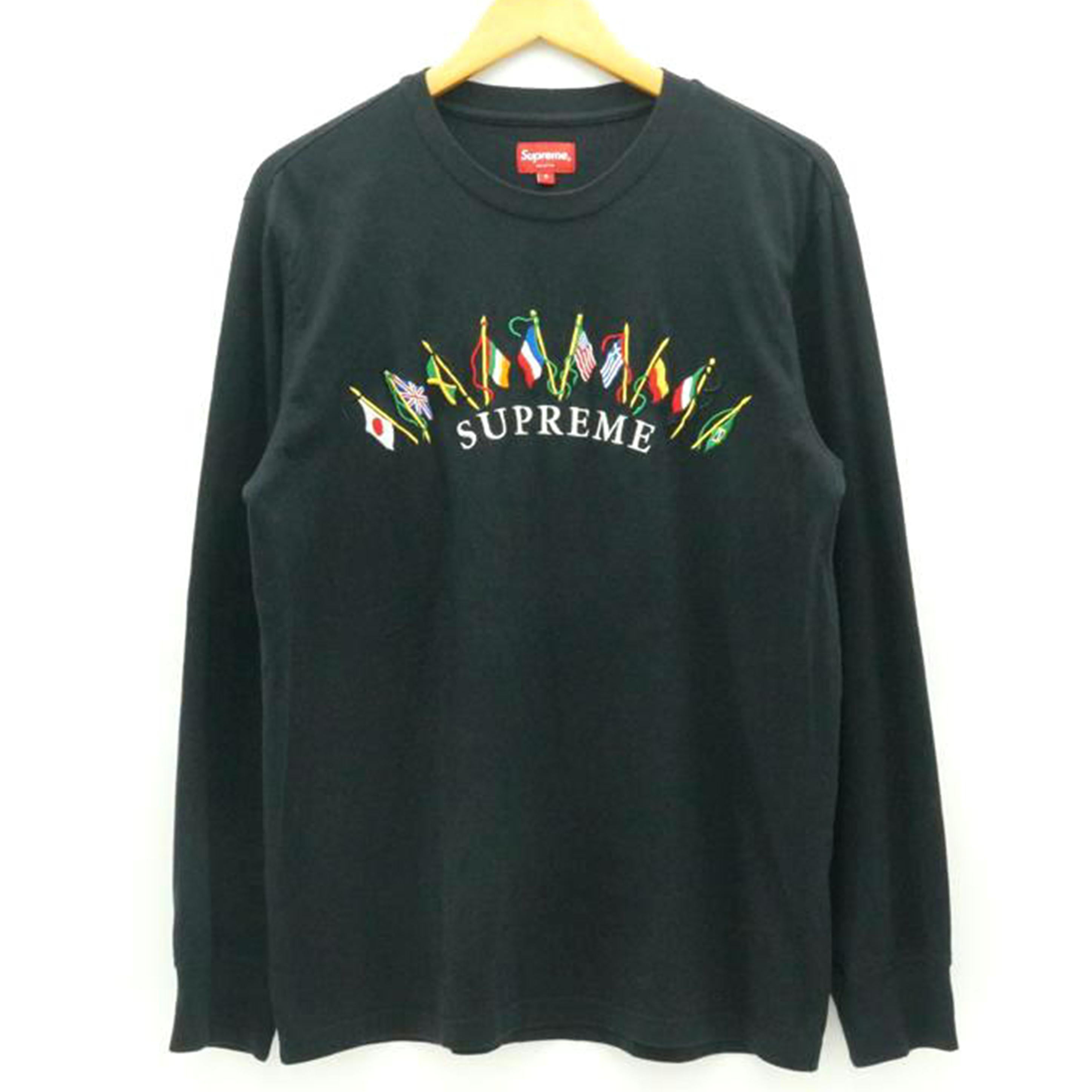 Supreme シュプリーム/国旗刺繍/ロングTシャツ/ブラック//ABランク/18