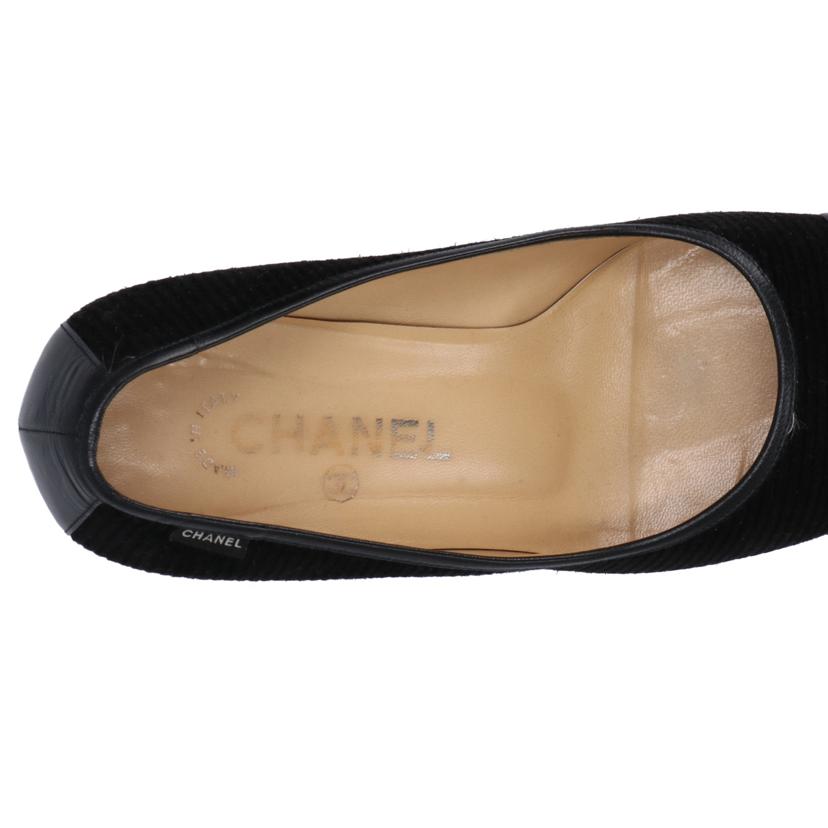 CHANEL シャネル CHANEL ラウンドトゥハイヒール黒 コーデュロイ レディース 23.5㎝/ラウンドトゥハイヒール黒/37C/コーデュロイ//Bランク/37
