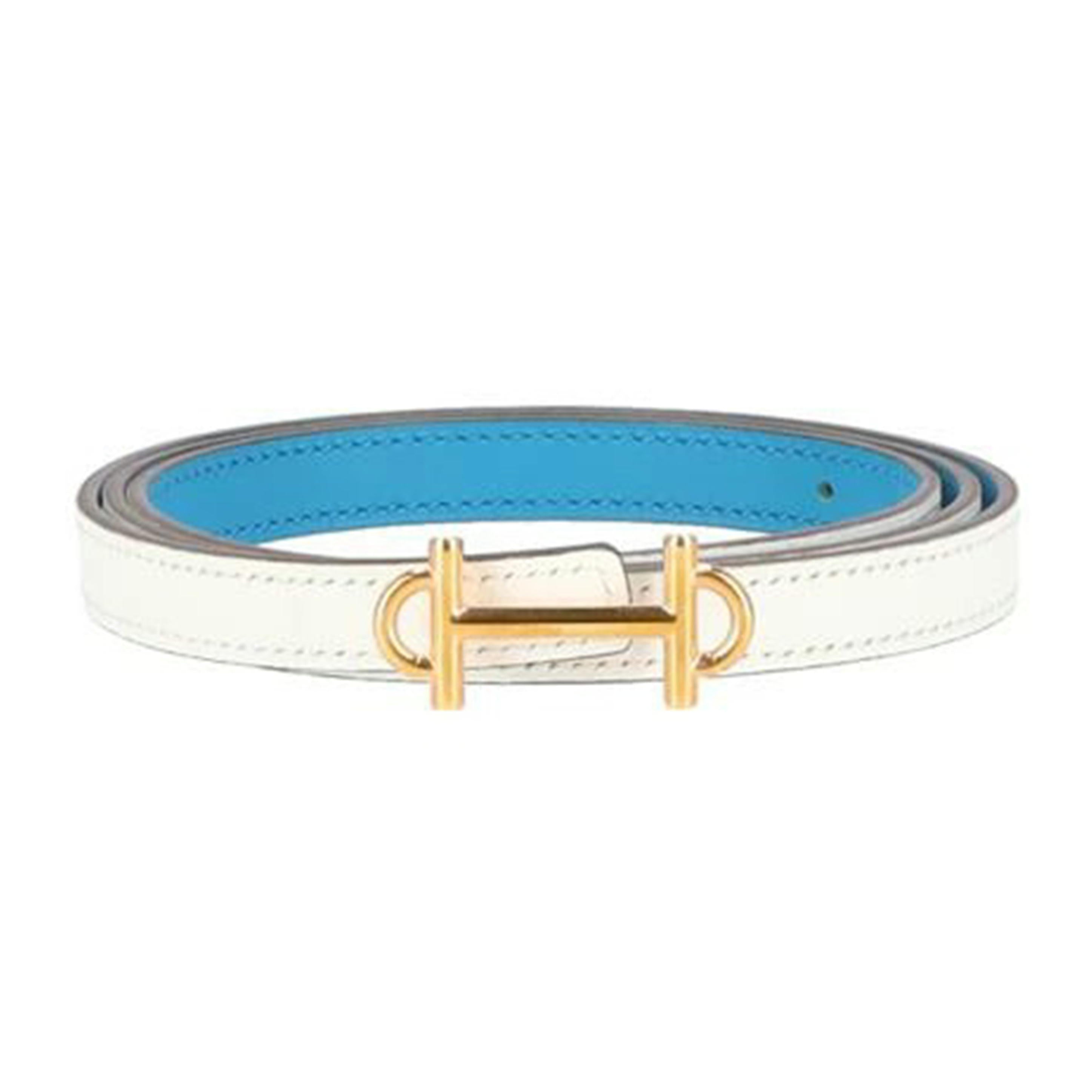 HERMES エルメス/ガンマ/リバーシブルベルト/ブルー&ホワイト/サイズ:85(84-87)//A/SAランク/91