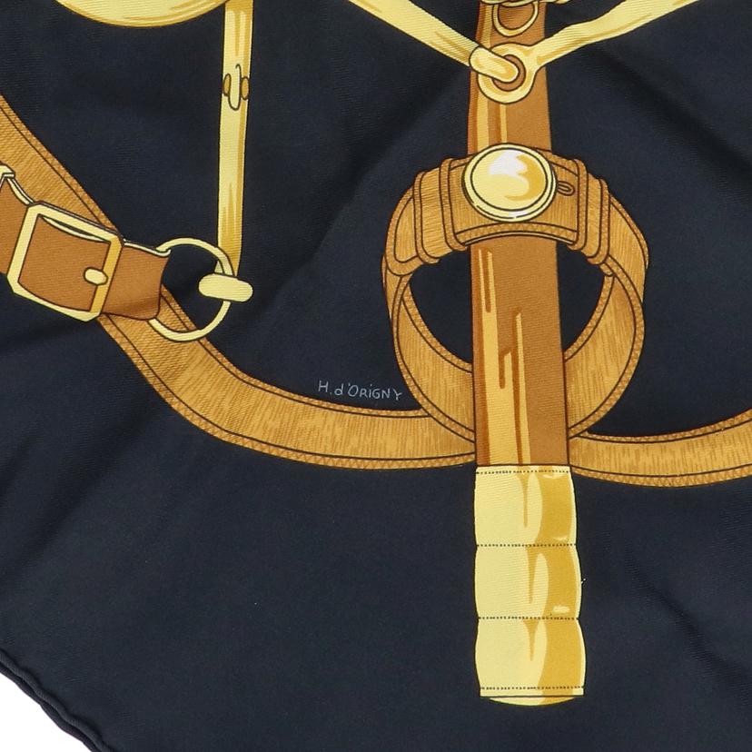 HERMES エルメス/スカーフ(黒)/HERMES/カレ90//ABランク/93