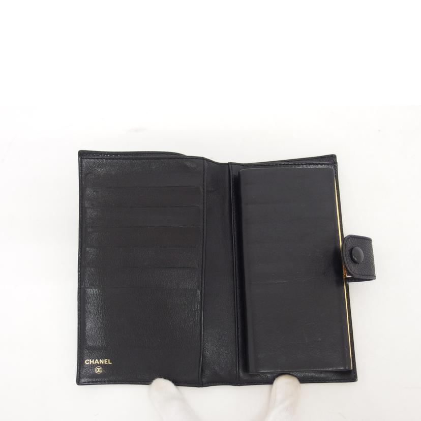 CHANEL シャネル/ココマーク/キャビアスキン二つ折りガマ口財布/ブラック//410****/Bランク/04