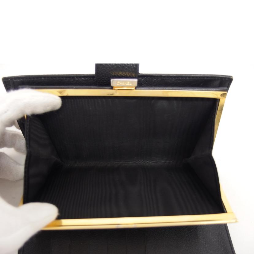 CHANEL シャネル/ココマーク/キャビアスキン二つ折りガマ口財布/ブラック//410****/Bランク/04