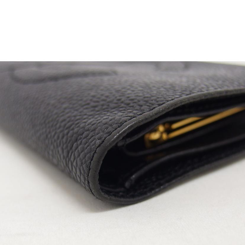 CHANEL シャネル/ココマーク/キャビアスキン二つ折りガマ口財布/ブラック//410****/Bランク/04