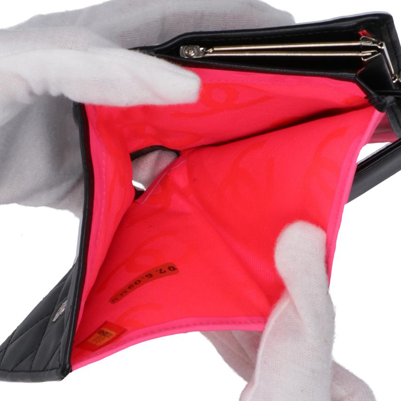 CHANEL シャネル CHANEL カンボンラインがま口財布 ブラック ココマーク ホワイト レディース/カンボンラインがま口財布黒/ココマーク白//111*****/Aランク/37