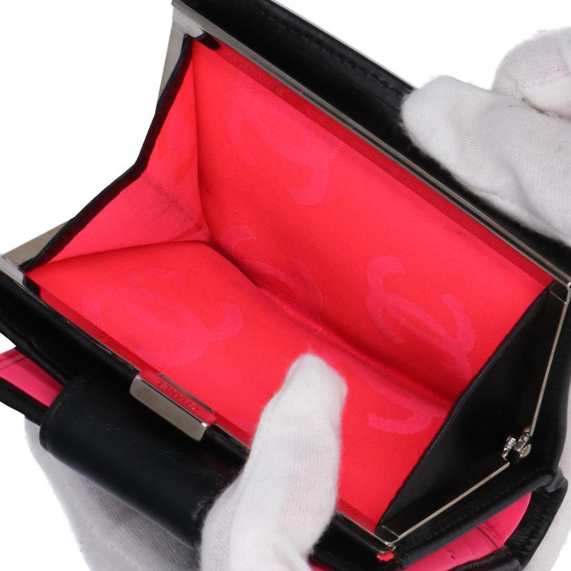 CHANEL シャネル CHANEL カンボンラインがま口財布 ブラック ココマーク ホワイト レディース/カンボンラインがま口財布黒/ココマーク白//111*****/Aランク/37