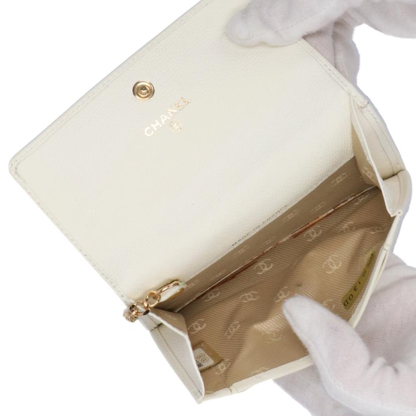 CHANEL シャネル CHANEL ココボタンカードケース白 キーリングゴールド レディース/ココボタンカードケース白/キーリングゴールド//921****/ABランク/37